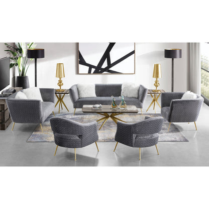 Lafayette Chair by Pasargad Home in gold and silver. Made from velvet in a modern style.