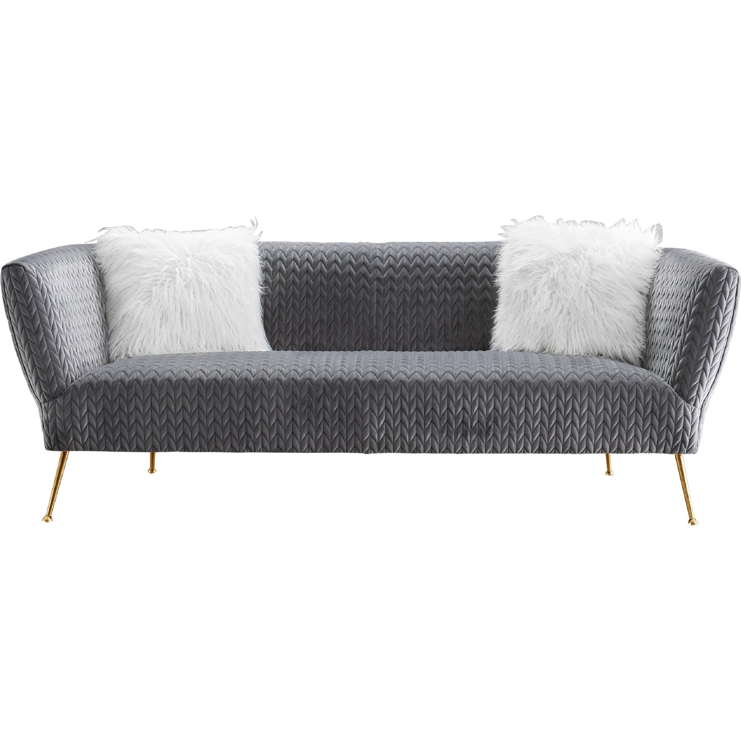 002 SI-1990623 | Additional Silo | Noho Lafayette Sofa by Pasargad Home in grey. Made from velvet in a modern style.