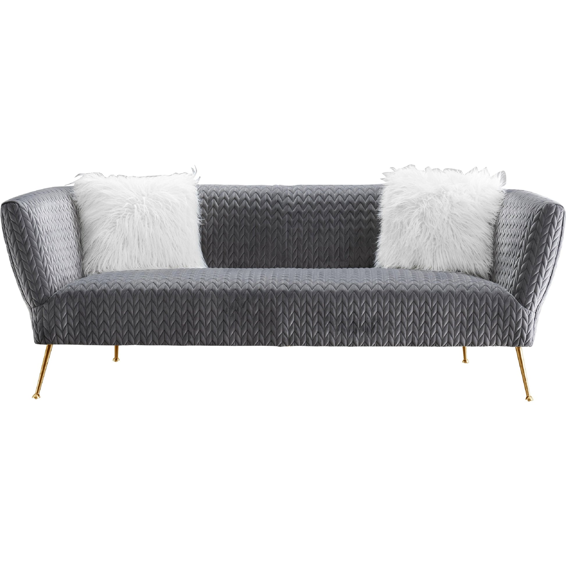 Noho Lafayette Sofa by Pasargad Home in grey. Made from velvet in a modern style.