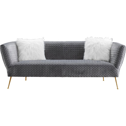 Noho Lafayette Sofa by Pasargad Home in grey. Made from velvet in a modern style.
