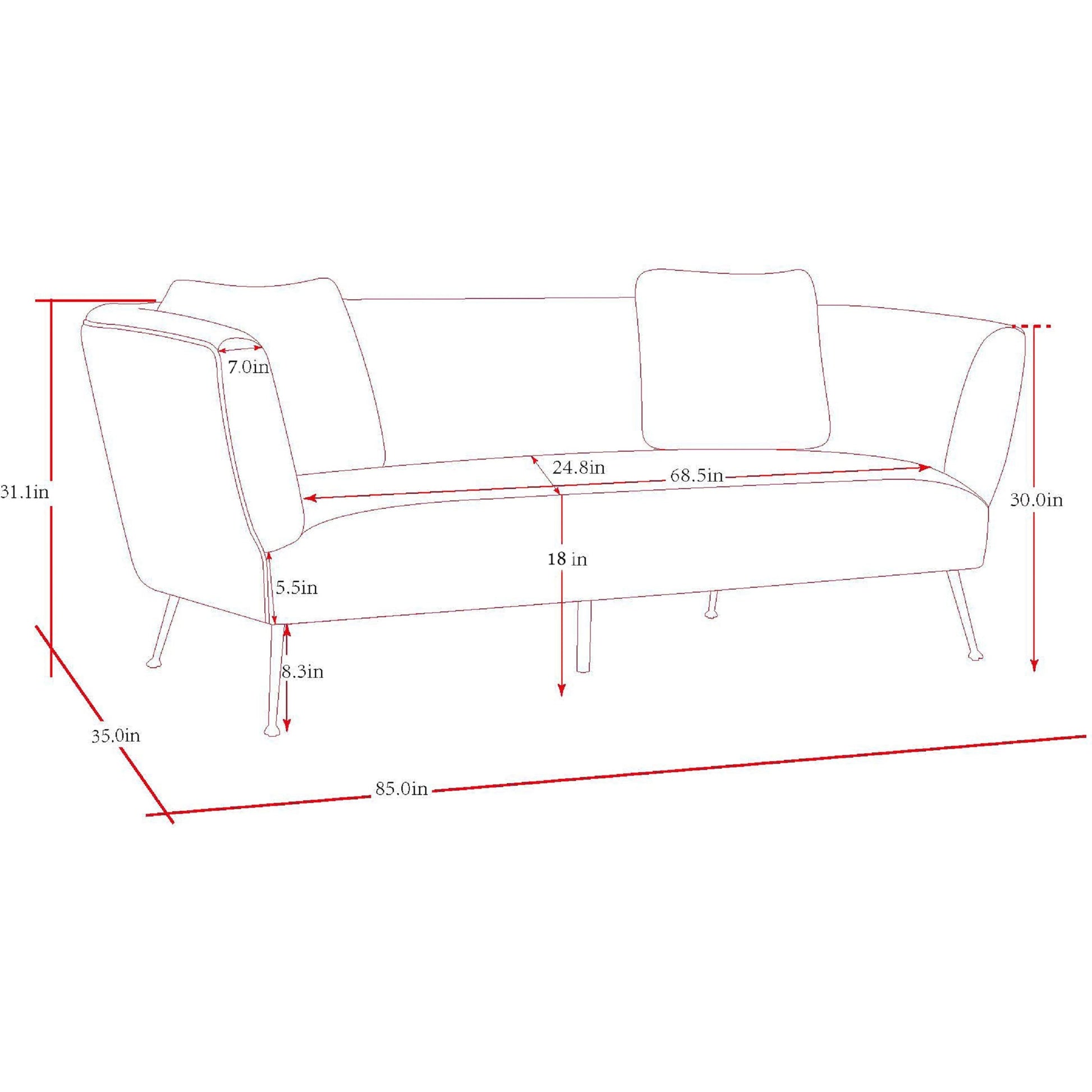 Noho Lafayette Sofa by Pasargad Home in grey. Made from velvet in a modern style.