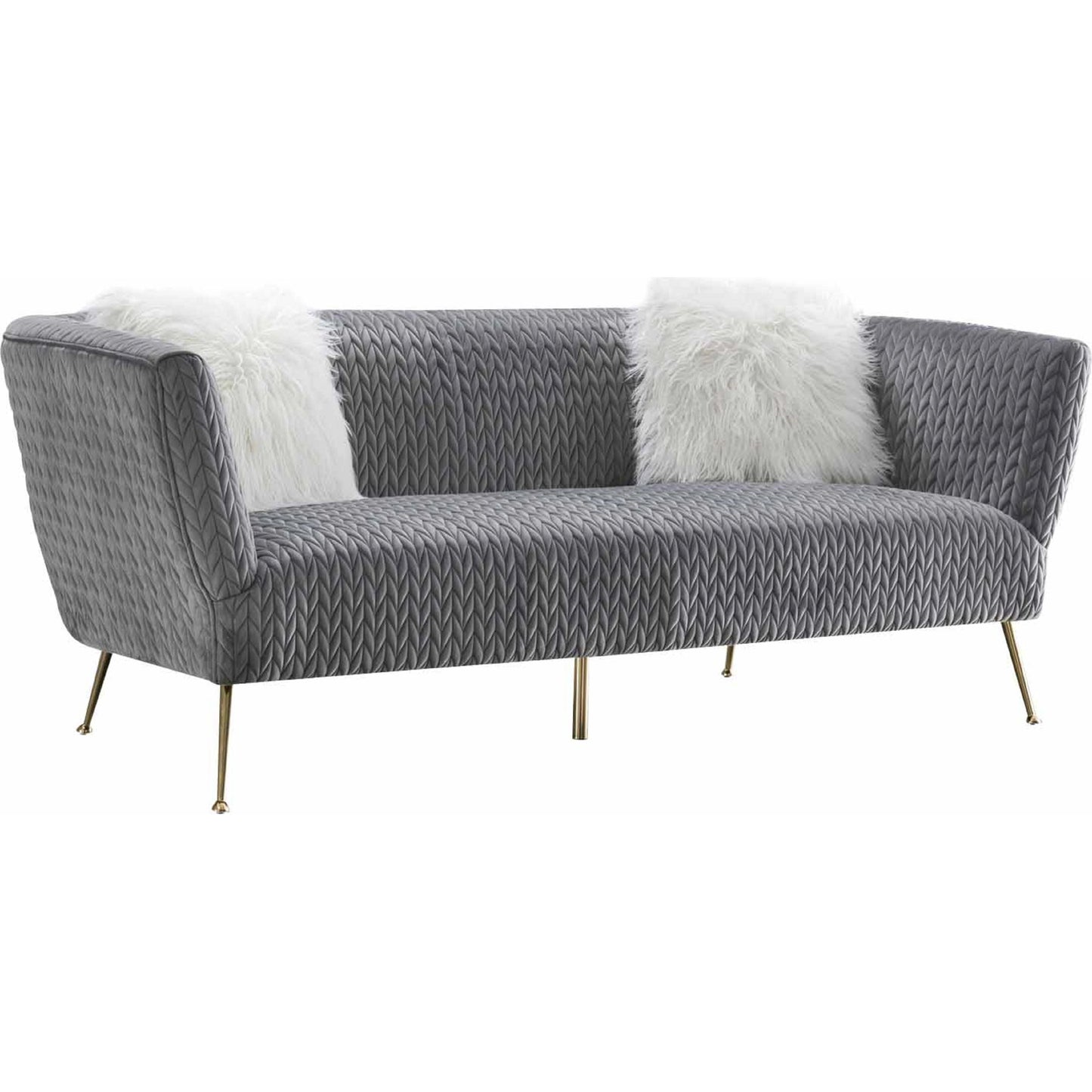 001 SI-1990623 | Primary Silo | Noho Lafayette Sofa by Pasargad Home in grey. Made from velvet in a modern style.