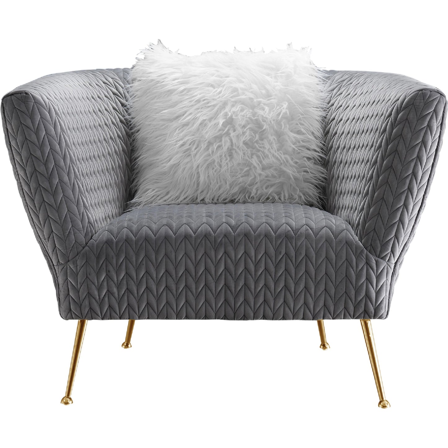 002 SI-1990622 | Additional Silo | Noho Lafayette Armchair with Pillow by Pasargad Home in grey. Made from velvet in a modern style.