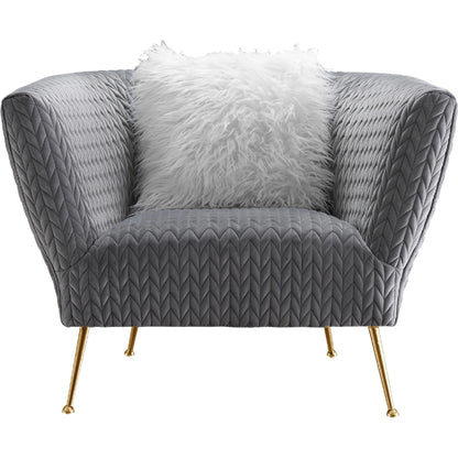 Noho Lafayette Armchair with Pillow by Pasargad Home in grey. Made from velvet in a modern style.