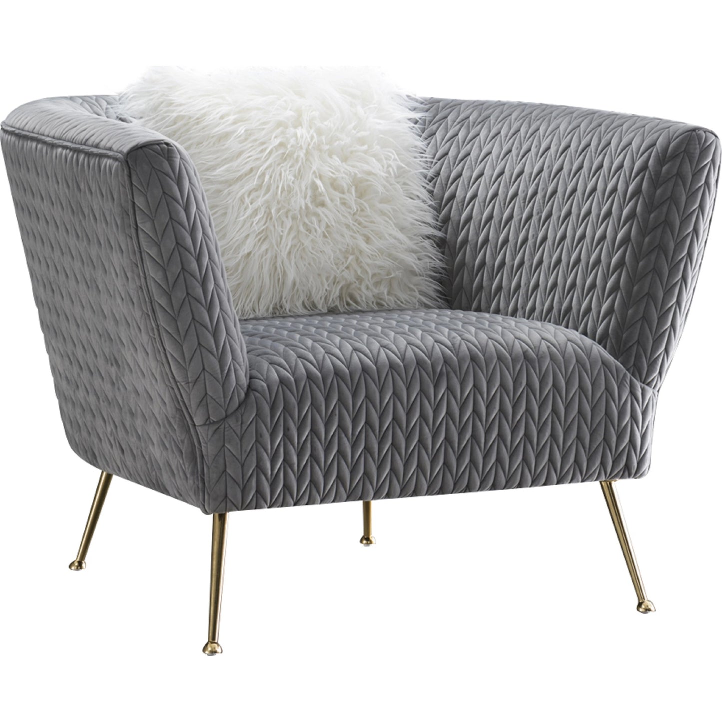 001 SI-1990622 | Primary Silo | Noho Lafayette Armchair with Pillow by Pasargad Home in grey. Made from velvet in a modern style.