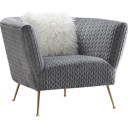 Noho Lafayette Armchair with Pillow by Pasargad Home in grey. Made from velvet in a modern style.
