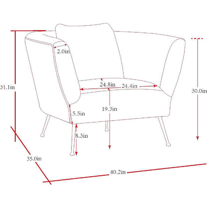 Noho Lafayette Armchair with Pillow by Pasargad Home in grey. Made from velvet in a modern style.
