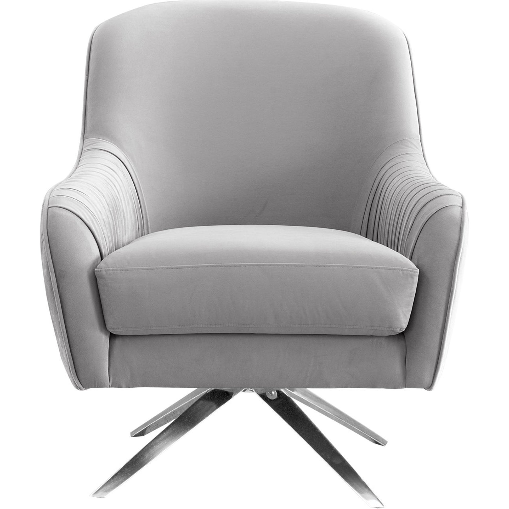 Astor Accent Chair by Pasargad Home in chrome and silver. Made from velvet in a modern style.