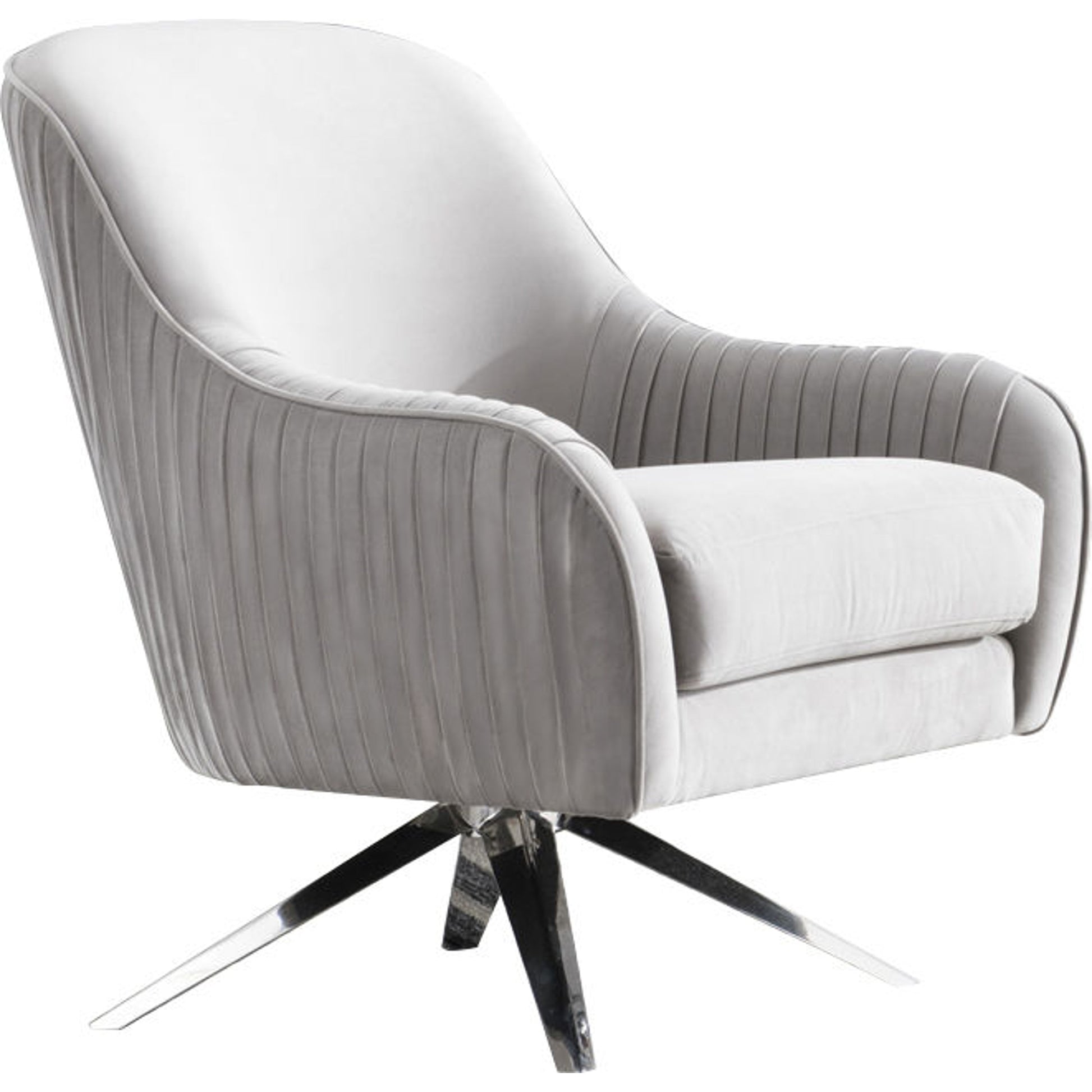 Astor Accent Chair by Pasargad Home in chrome and silver. Made from velvet in a modern style.