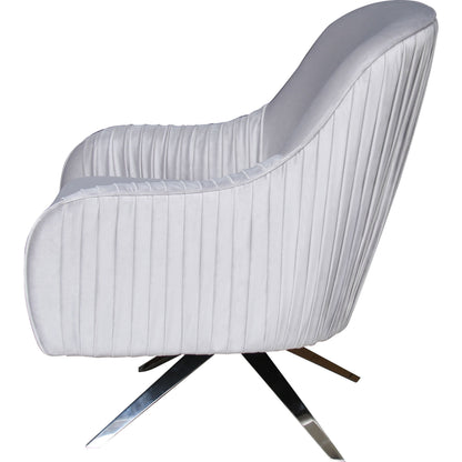 Astor Accent Chair by Pasargad Home in chrome and silver. Made from velvet in a modern style.