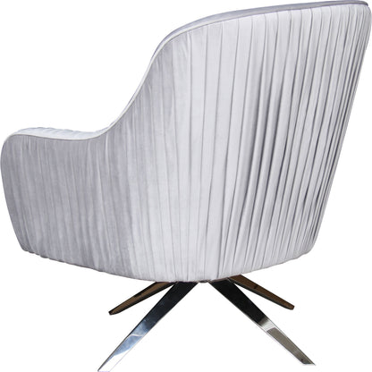 Astor Accent Chair by Pasargad Home in chrome and silver. Made from velvet in a modern style.