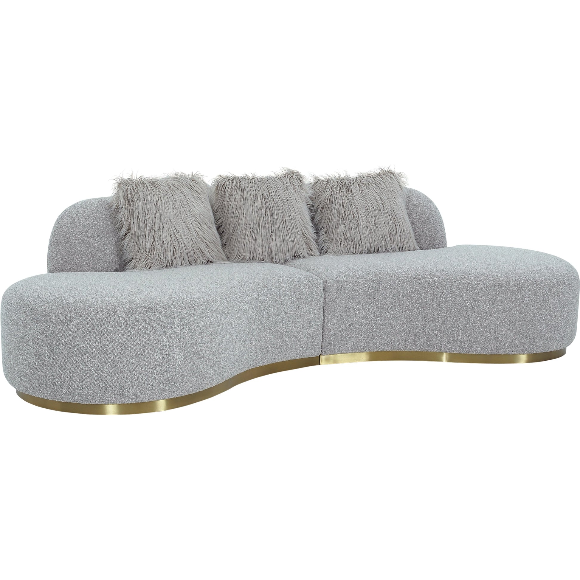 Simona Curved Sofa by Pasargad Home. Made from polyester fabric in a modern style.