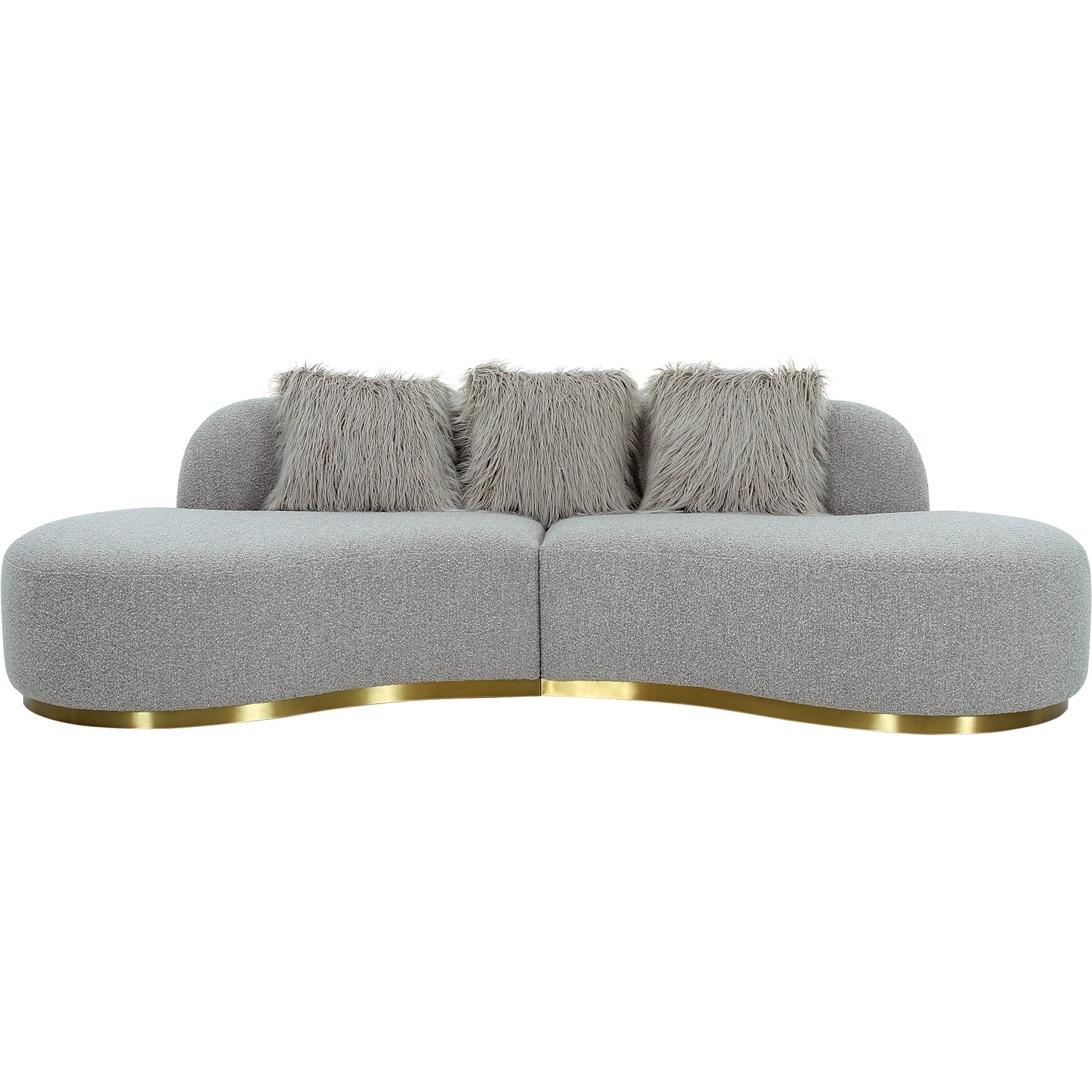 Simona Curved Sofa by Pasargad Home. Made from polyester fabric in a modern style.