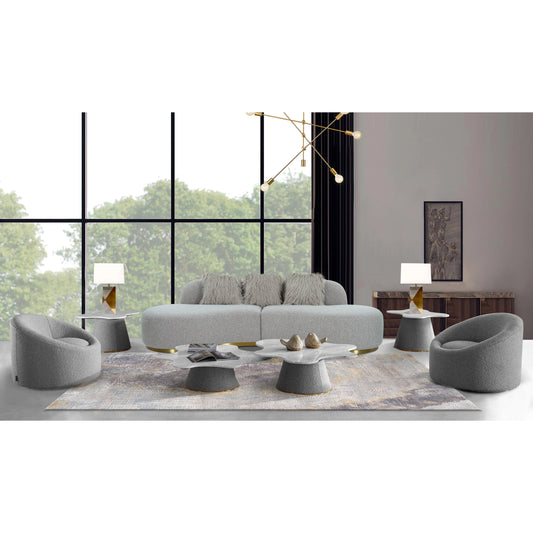 Simona Curved Sofa by Pasargad Home. Made from polyester fabric in a modern style.
