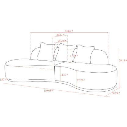 Simona Curved Sofa by Pasargad Home. Made from polyester fabric in a modern style.
