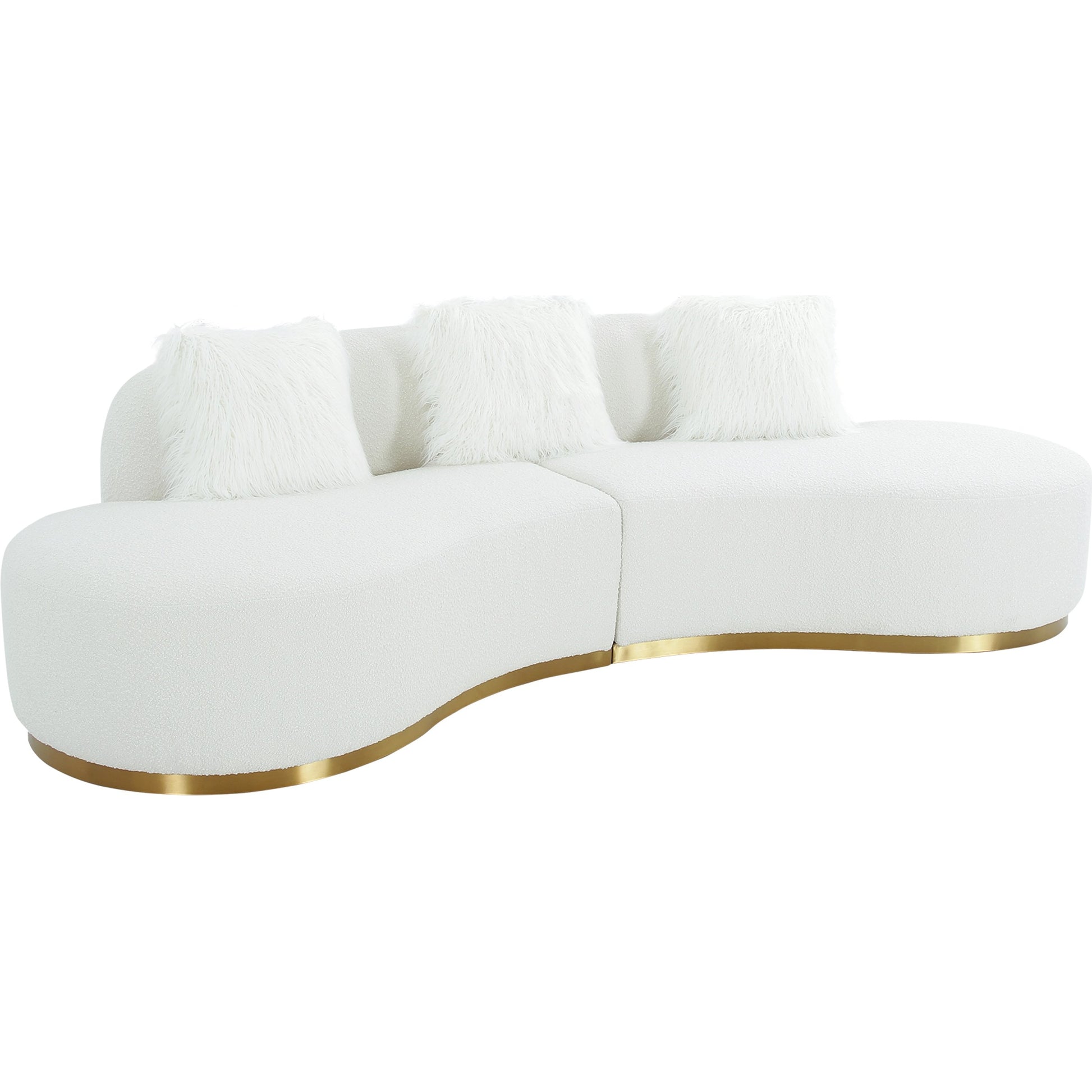 Simona Curved Sofa by Pasargad Home. Made from polyester fabric in a modern style.
