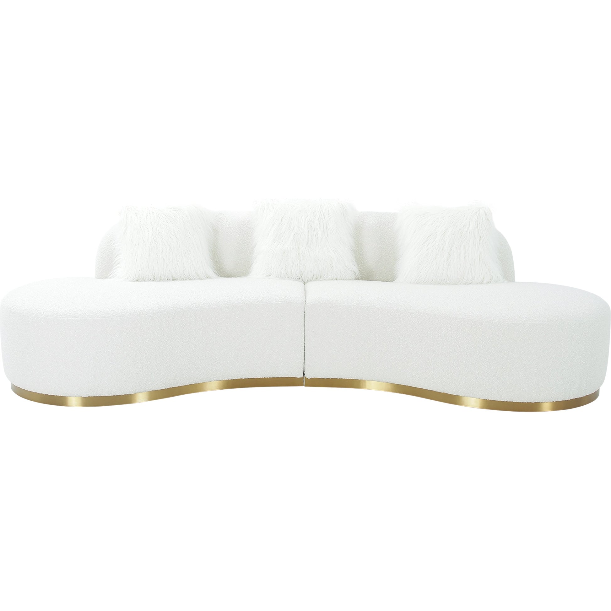 Simona Curved Sofa by Pasargad Home. Made from polyester fabric in a modern style.