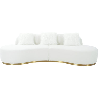 Simona Curved Sofa by Pasargad Home. Made from polyester fabric in a modern style.
