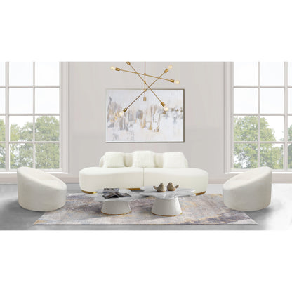 Simona Curved Sofa by Pasargad Home. Made from polyester fabric in a modern style.