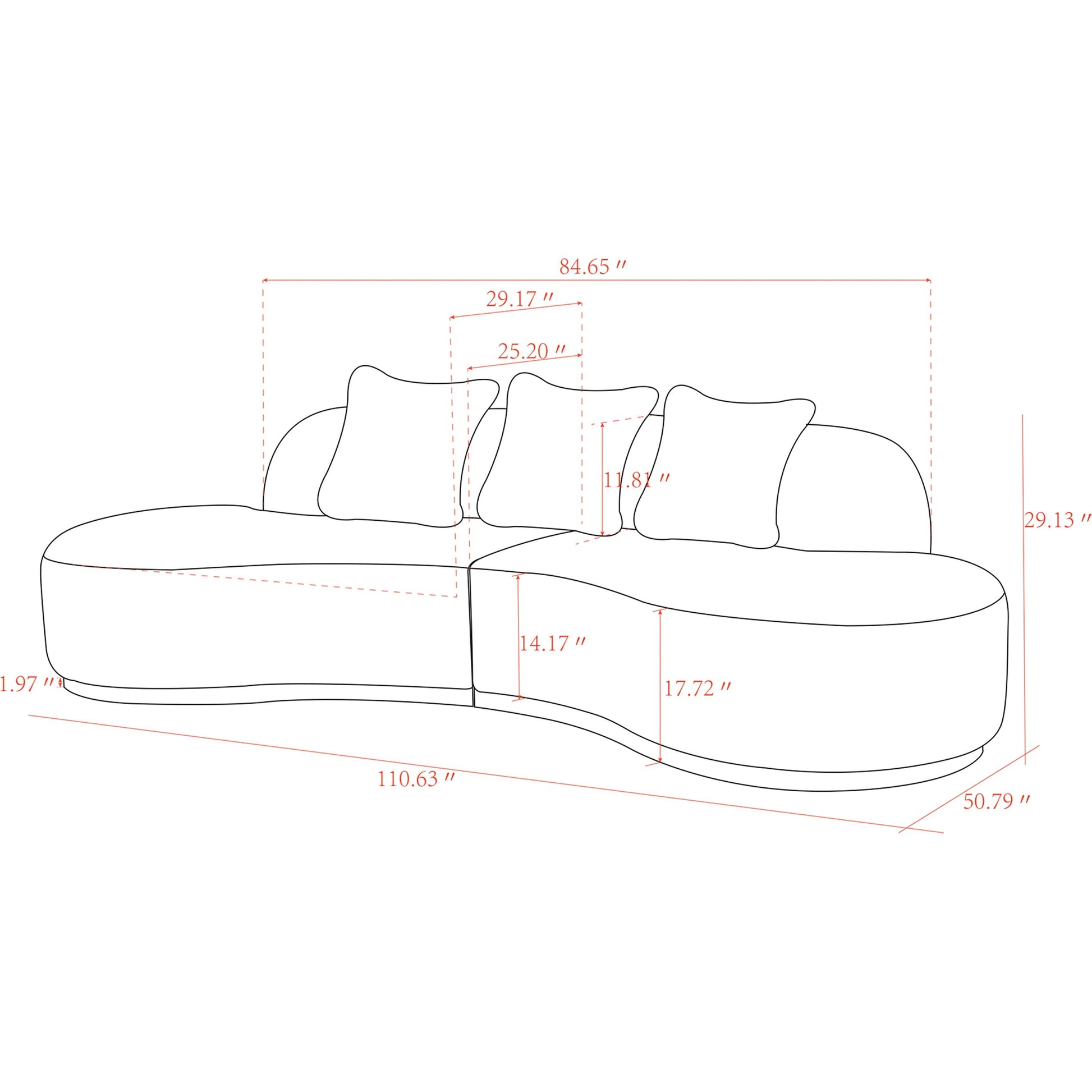 Simona Curved Sofa by Pasargad Home. Made from polyester fabric in a modern style.