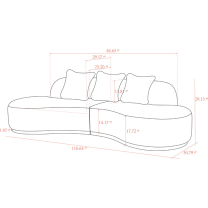 Simona Curved Sofa by Pasargad Home. Made from polyester fabric in a modern style.