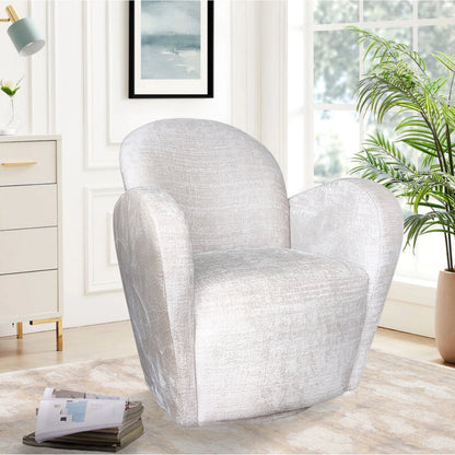 Maxim Swivel Armchair by Pasargad Home in ivory. Made from polyester fabric in a modern style.