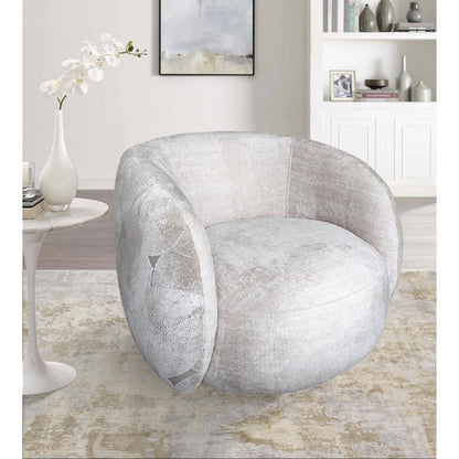 Napoli Modern Swivel Armchair by Pasargad Home in ivory. Made from polyester fabric in a modern style.