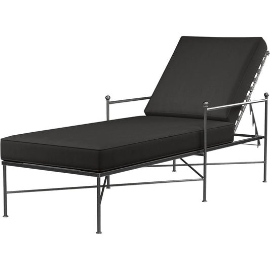 Provence Outdoor Chaise Lounge by Sunset West. Made from wrought iron in a modern style.