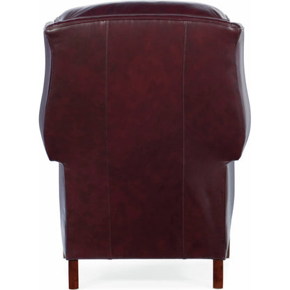 Chippendale Reclining Wing Chair by Bradington-Young by Hooker Furniture in mahogany finish, french natural nails. Made from 100% leather in a unique style.
