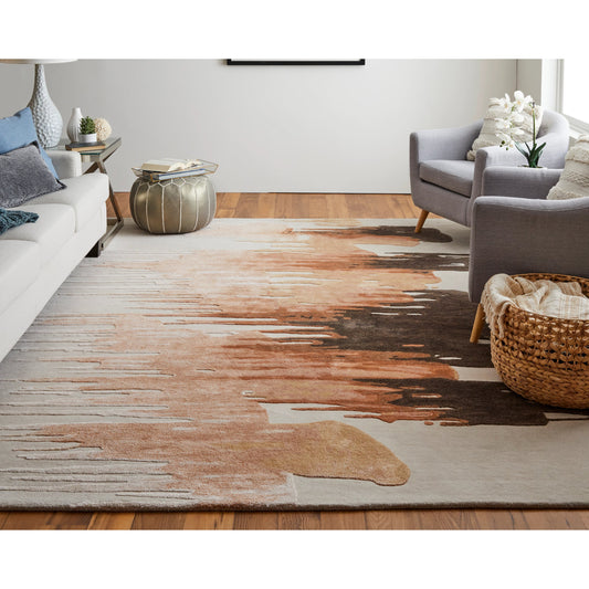 Anya Transitional Rug - 8883F by Feizy in red, brown, orange. Made from wool, viscose in a unique style.