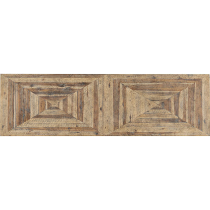 St. Armand Entertainment Console by Hooker Furniture in light natural. Made from acacia solids with round metal tube, metal sheet in a modern style.