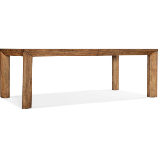 Big Sky Leg Table by Hooker Furniture in vintage natural. Made from pecky hickory veneers, solid-wood edged top in a modern style.