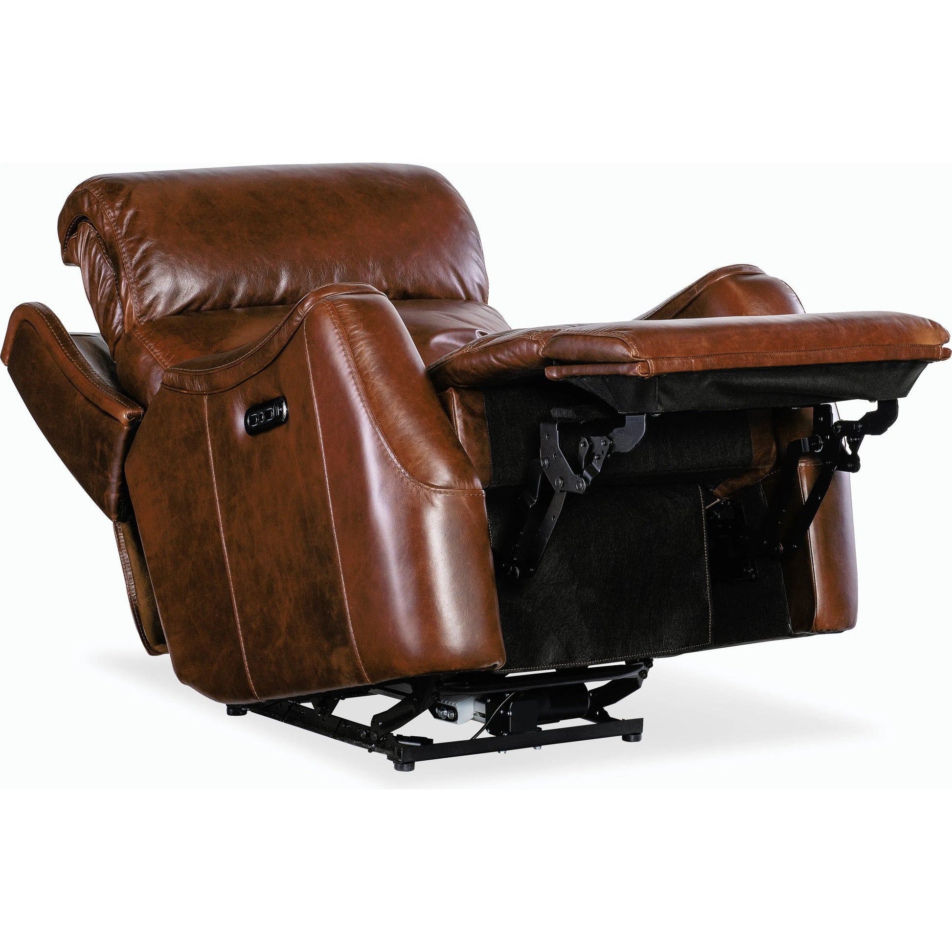 Harlan Zero Gravity Power Recliner w/Power Headrest by Hooker Furniture in carrington walnut. Made from leather in a traditional style.