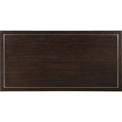 House Blend Executive Desk by Hooker Furniture in dark roast. Made from quartered ash veneers, metal in a transitional style.