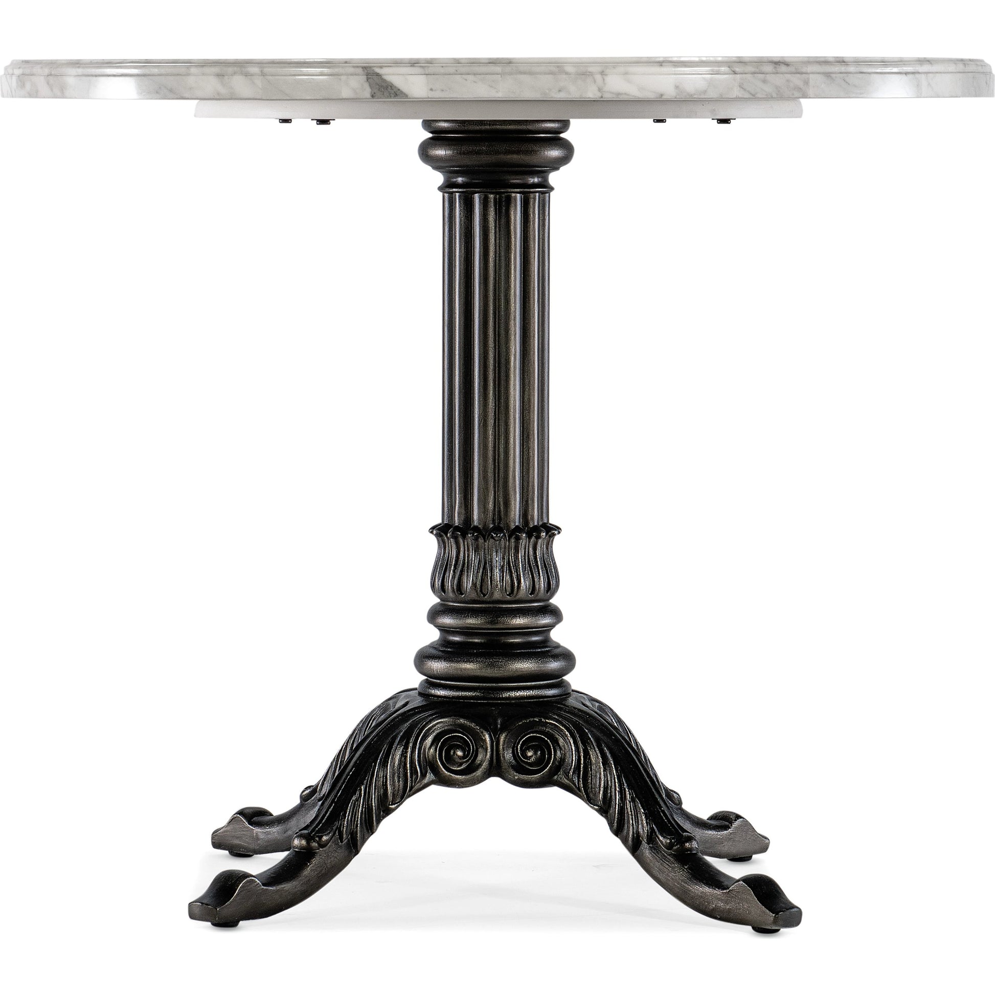 Charleston Bistro Table by Hooker Furniture in garden gate black. Made from resin with veneered carrara stone in a modern style.