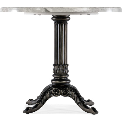 Charleston Bistro Table by Hooker Furniture in garden gate black. Made from resin with veneered carrara stone in a modern style.