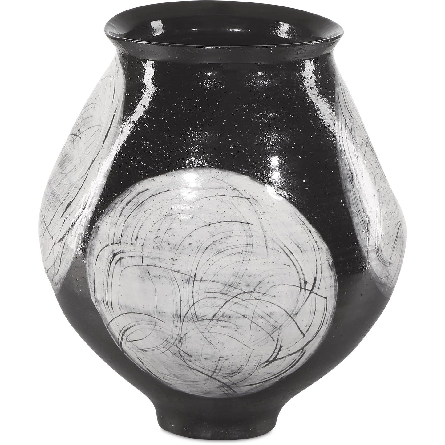 002 SI-2191790 | Additional Silo | Nakamura Vase by Currey and Company in black, light gray. Made from porcelain in a modern style.