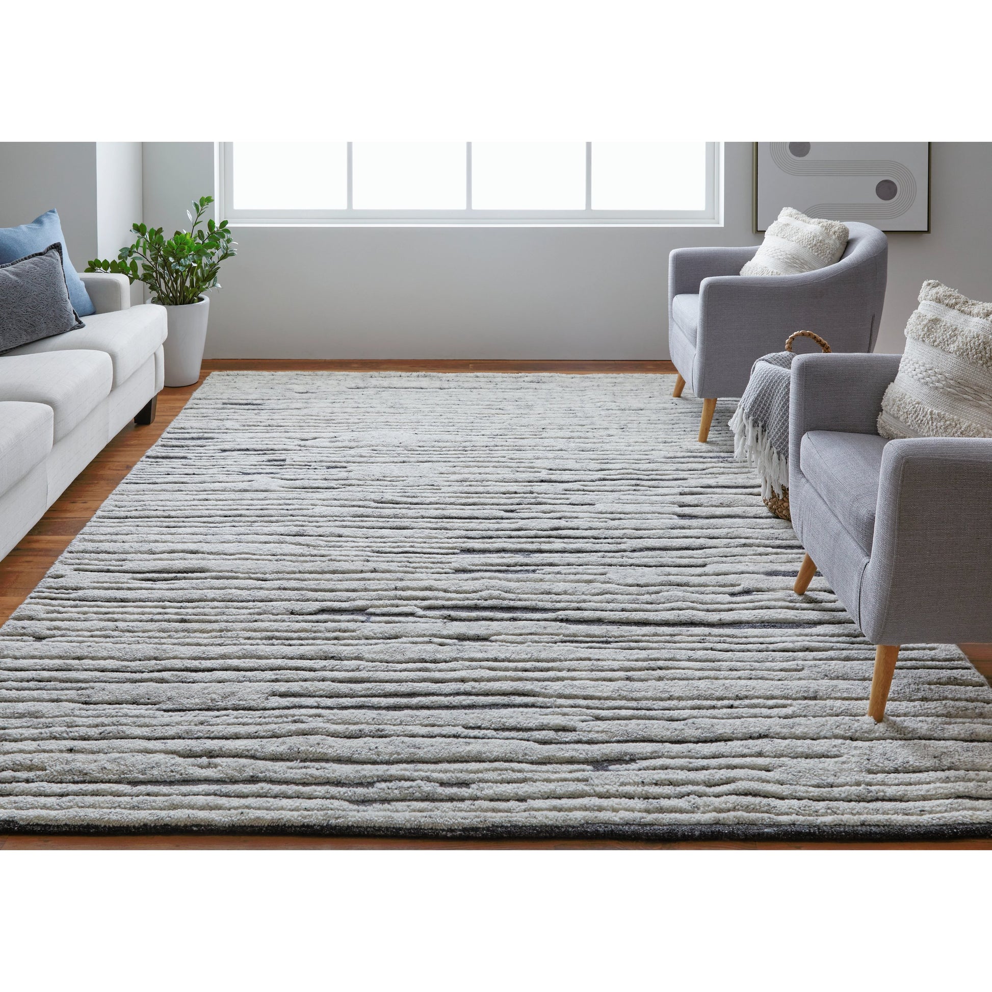 Broadfield Stripes Rug - T21T6037 by Thom Felicia by Feizy Rugs in ivory. Made from wool in a unique style.