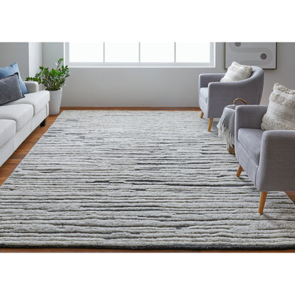 Broadfield Stripes Rug - T21T6037 by Thom Felicia by Feizy Rugs in ivory. Made from wool in a unique style.