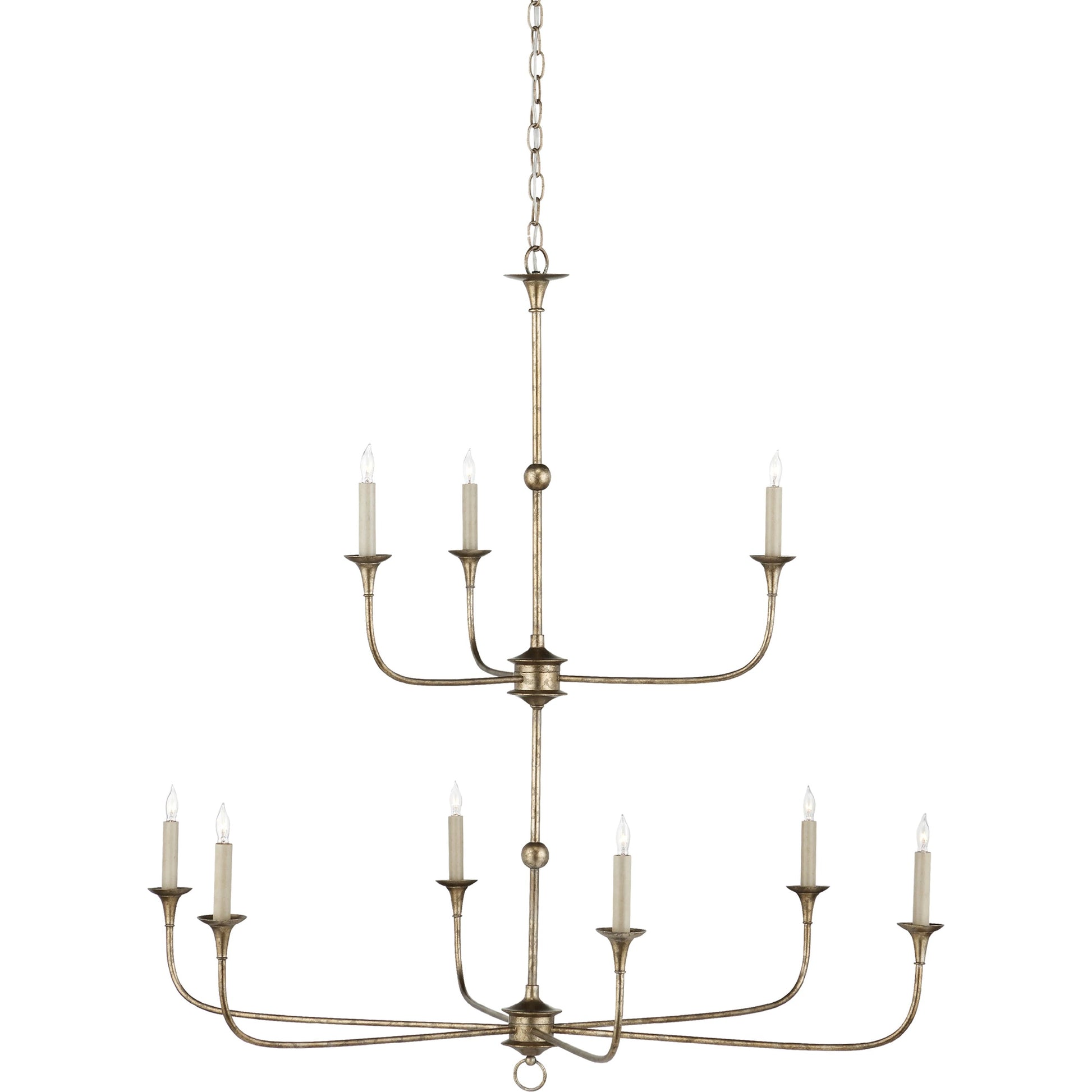 Nottaway Two-Tier Chandelier by Currey and Company. Made from wrought iron in a traditional style.