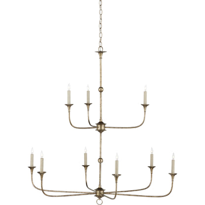 Nottaway Two-Tier Chandelier by Currey and Company. Made from wrought iron in a traditional style.