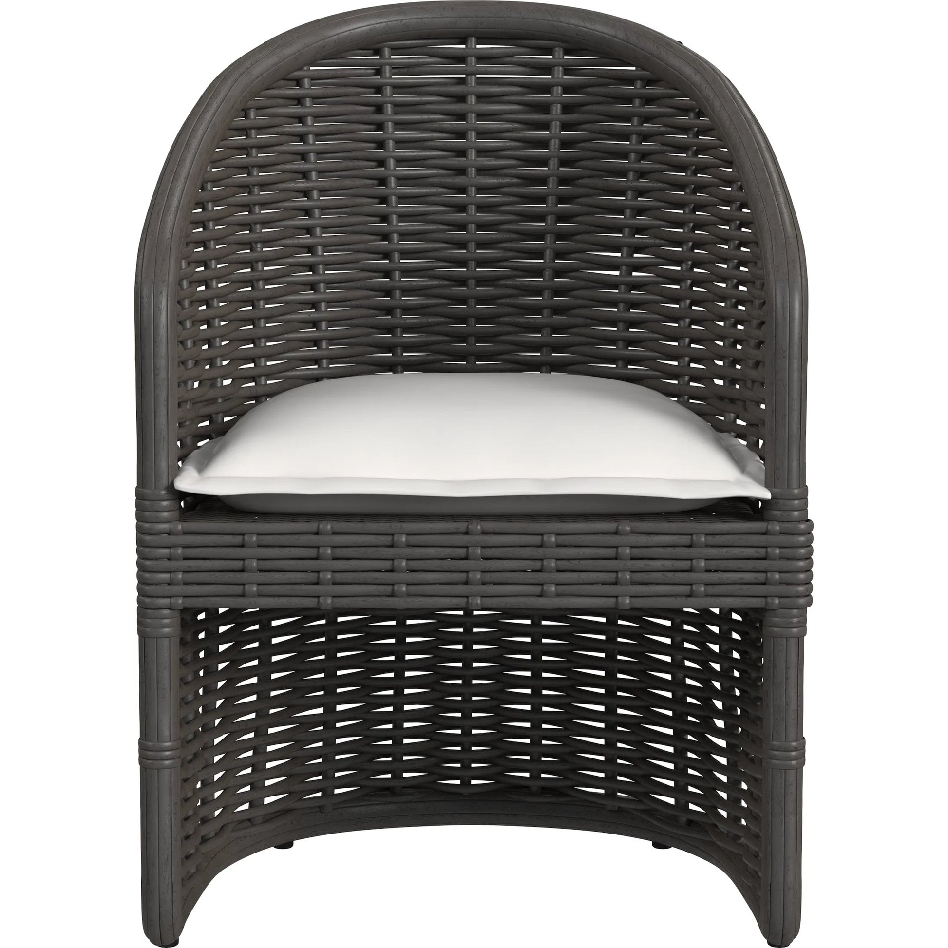 Cabo Outdoor Dining Chair by Sunset West in dark wood. Made from resin wicker in a rustic style.