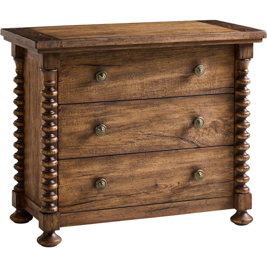 Tamarisk 3 Drawer Nightstand by Jonathan Charles in medium spain walnut. Made from main acacia in a unique style.