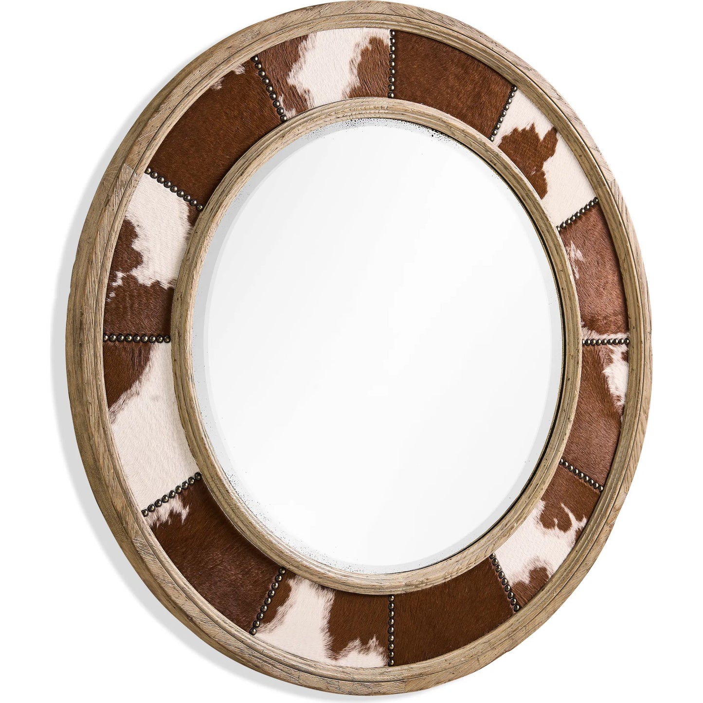 001 SI-2462616 | Additional Silo | Sagehill Round Hide Mirror by Jonathan Charles in timberon grey oak. Made from oak in a cottage & farmhouse style.
