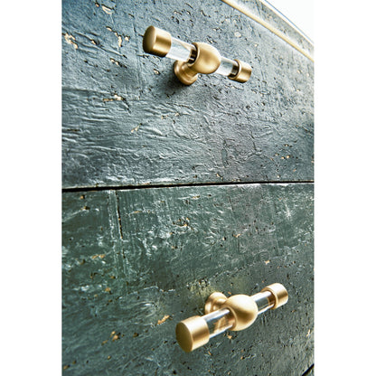 Suberin Cork Bow Front Chest by Jonathan Charles in blue and teal cork wallpaper. Made from beech wood, cork in a modern style.
