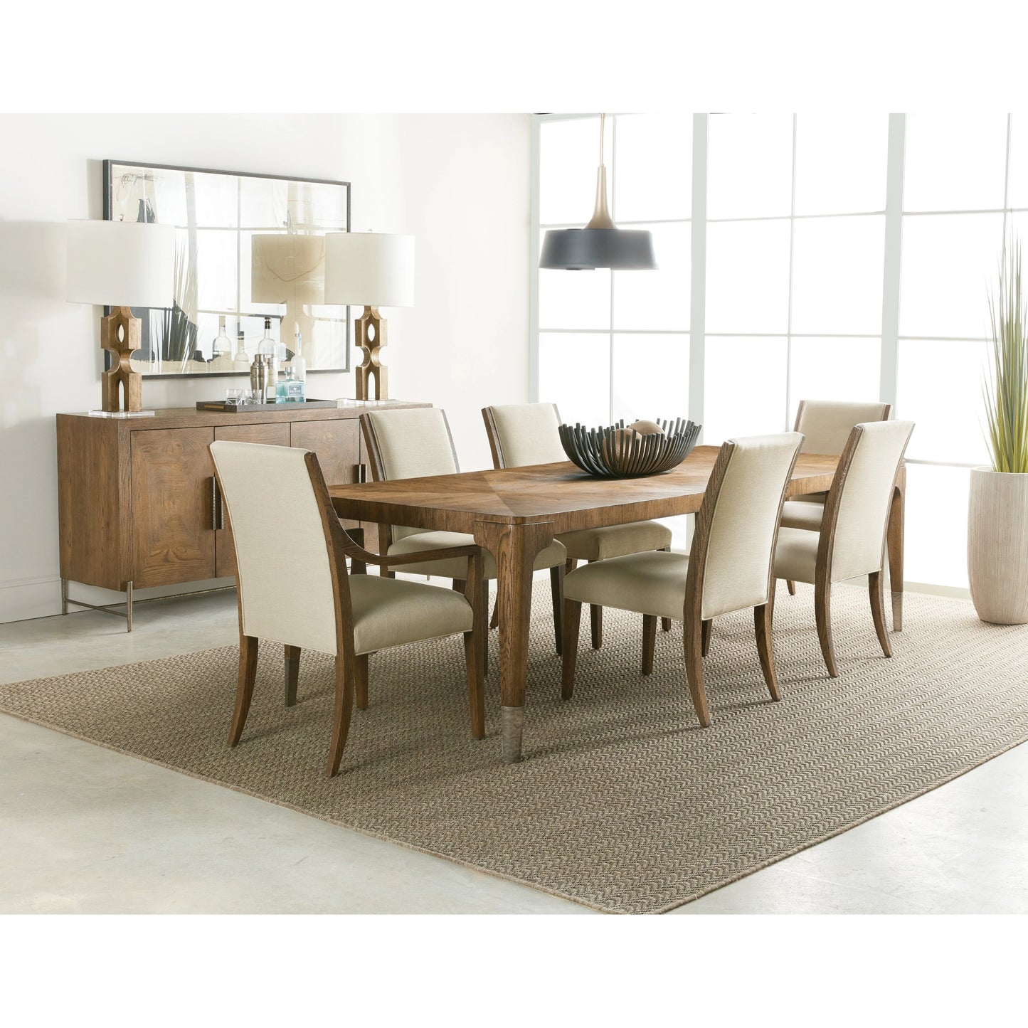 004 SI-1959545 | Lifestyle | Chapman Buffet by Hooker Furniture in sorrel. Made from white oak veneers, metal base in a modern style.