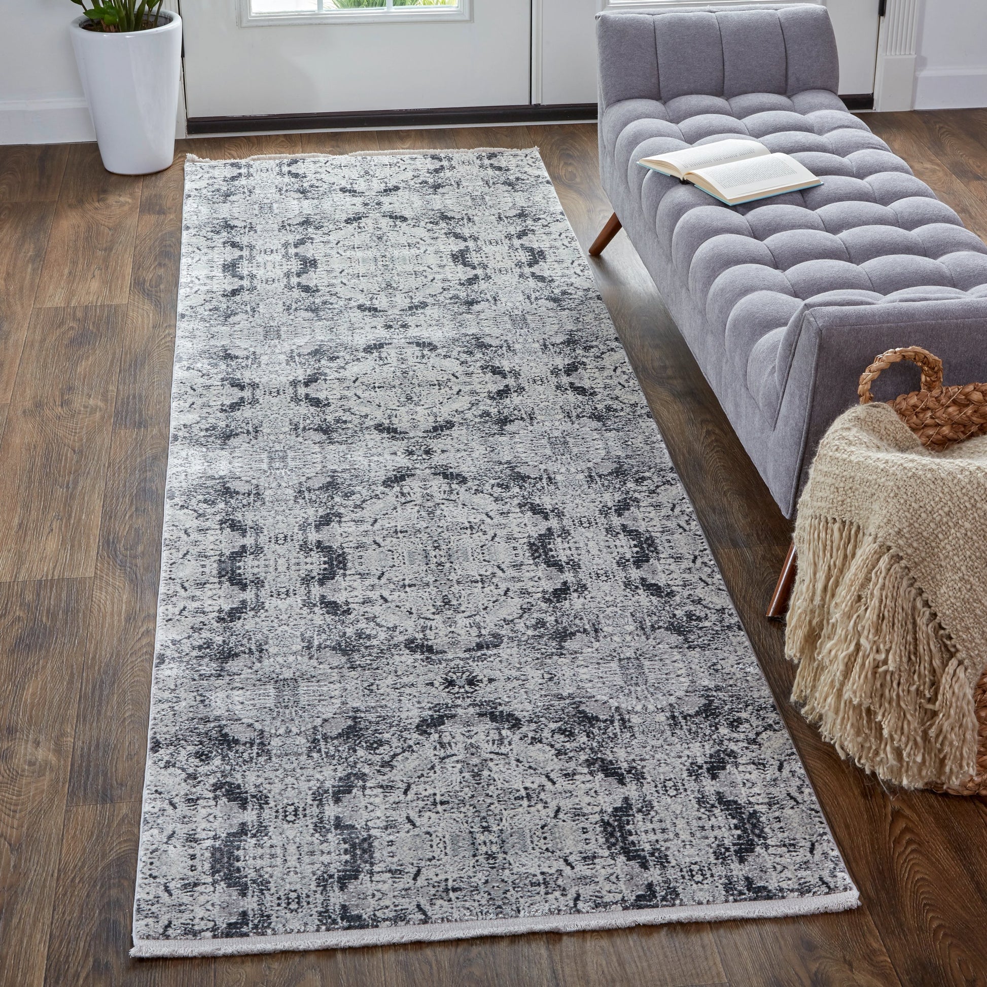 Cadiz Rug - 3989F by Feizy in gray, ivory, taupe. Made from viscose, acrylic in a unique style.