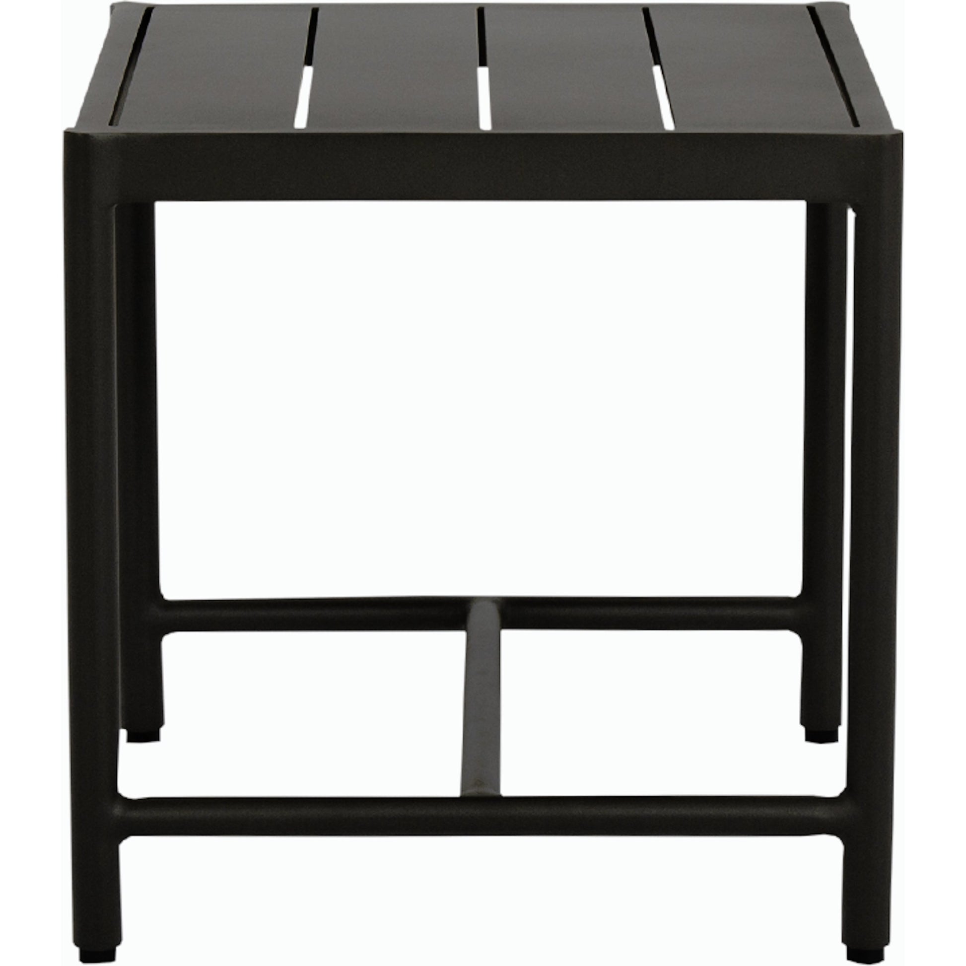 Pietra Outdoor End Table by Sunset West in graphite. Made from olefin rope in a modern style.