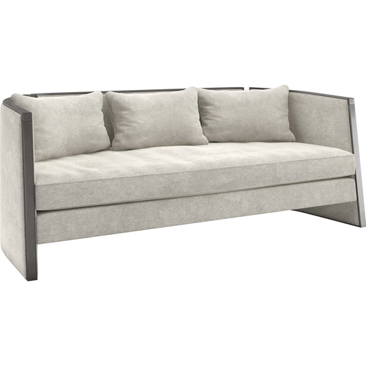 Cut Away Sofa by Caracole in seal skin, brushed gold. Made from birch in a unique style.