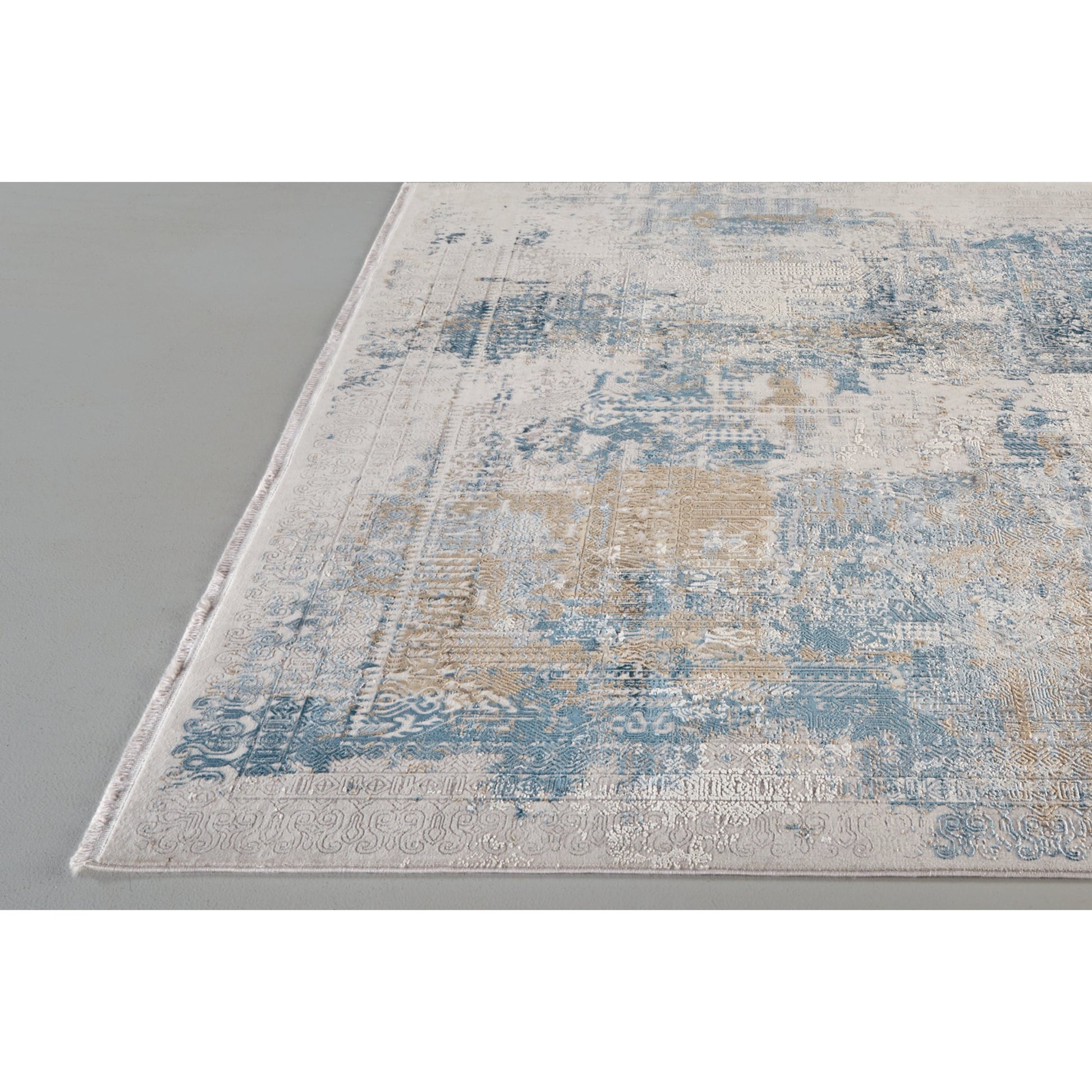Cadiz Rug - 3890F by Feizy in blue, gray, gold. Made from viscose, acrylic in a unique style.